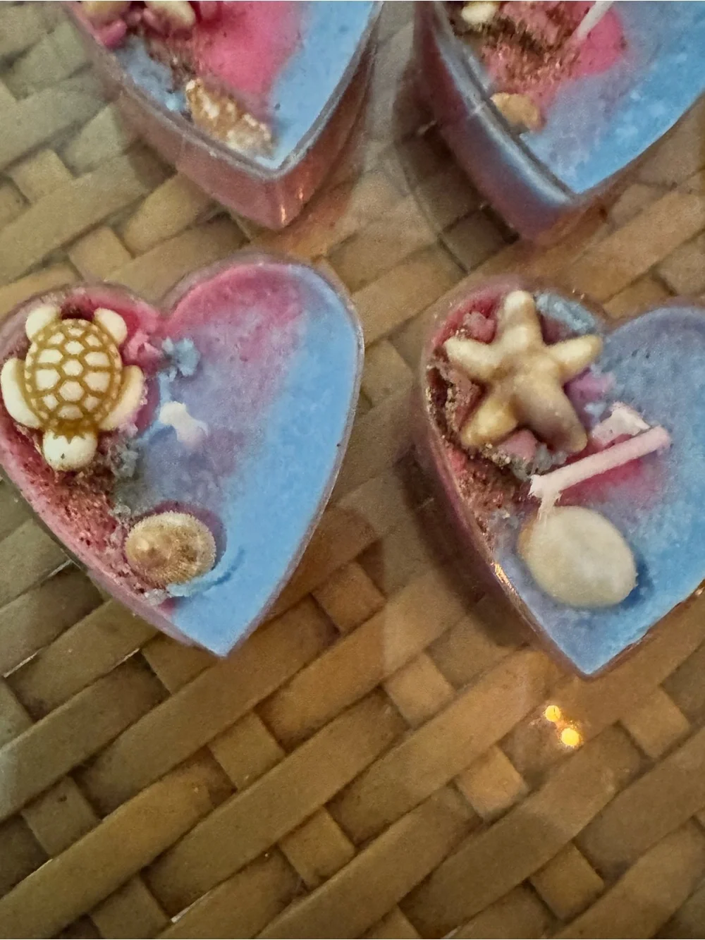 Handmade Heart Beach Tea Lights - cotton candy maui beach - Picture 2 of 5